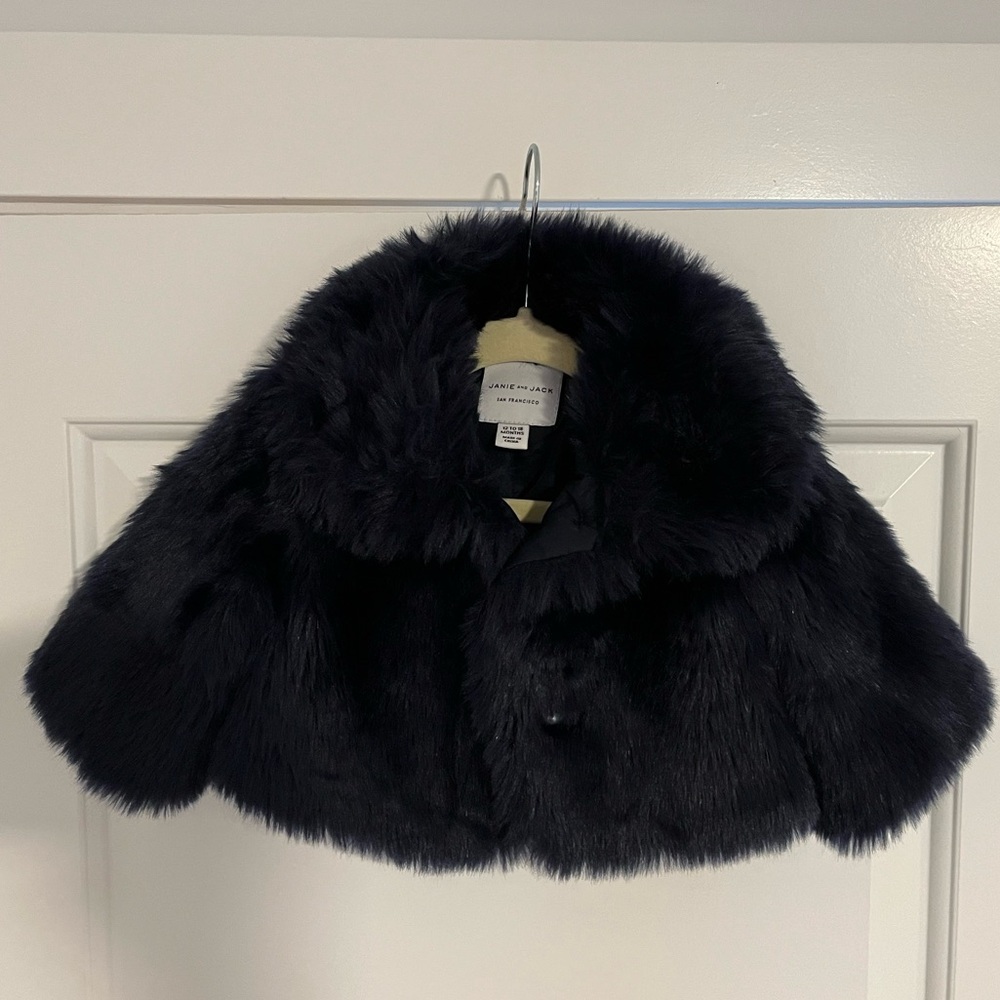 Janie and Jack The Festive Faux Fur Jacket 12-18 Months EUC